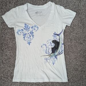 Guy Harvey White Tee with Blue Graphic